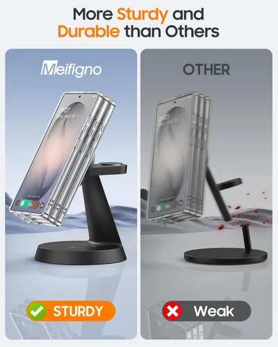 Miniatura 3 de Cargador inalámbrico magnético para Samsung, estación de carga 3 en 1 compatible con cargador MagSafe Samsung para Galaxy S25 Ultra S24 Z