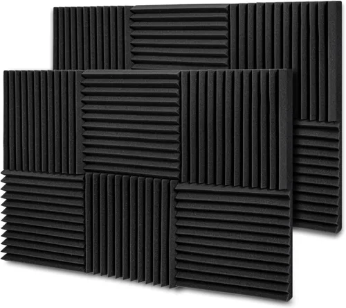 TroyStudio Paneles de espuma acústica gruesa, 30 x 30 x 5 cm, 12 piezas de espuma absorbente de sonido en cuña, almohadilla insonorizante densa,