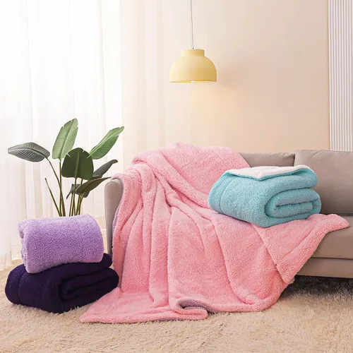 Miniatura 8 de Exclusivo Mezcla Manta Sherpa Reversible de Tamaño Individual, Mantas de Forro Polar Gruesas y Cálidas para Invierno, Felpa Suave y Esponjosa