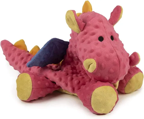 Miniatura 12 de goDog - Juguete de dragón de peluche chirriante para perro, tecnología Chew Guard, color azul claro, tamaño pequeño