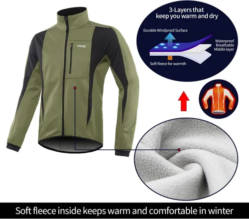 Miniatura 40 de Chaqueta térmica para ciclismo (tejido Softshell, resistente al viento, impermeable, 15K) de ARSUXEO