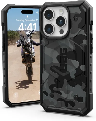 Miniatura 17 de URBAN ARMOR GEAR UAG Funda [Versión Actualizada] Compatible con iPhone 15 Pro 6.1" Pathfinder Transparente Ceniza/Negro Imán Integrado Compatible