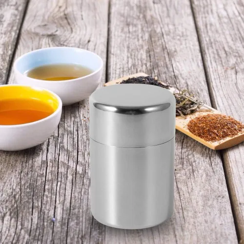 Miniatura 6 de Yosoo Health Gear Recipiente de acero de lata de té con tapa, latas de té de acero inoxidable para té suelto, recipientes de metal con tapa de sello