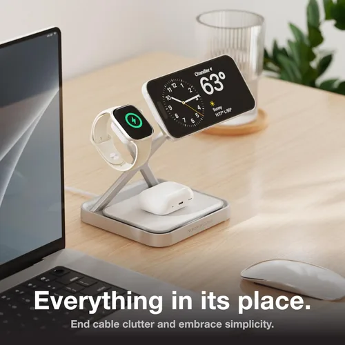 Miniatura 3 de NOCO XGrid XDS3: soporte de carga inalámbrico 3 en 1 - Estación de carga para iPhone, Apple Watch y AirPods - Compatible con MagSafe, certificado