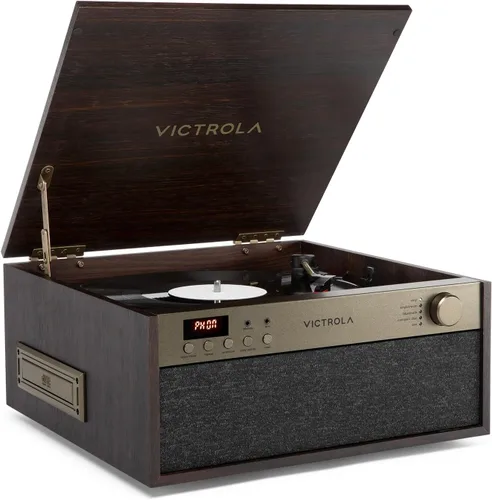 Miniatura 12 de Victrola Century 6-en-1 Reproductor de discos de vinilo y centro de música – Tocadiscos de 3 velocidades, reproductor de CD y cassette, VINYLSTREAM