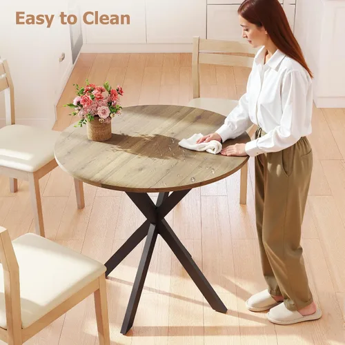 Miniatura 7 de Zevemomo Mesa de comedor redonda, mesa de comedor pequeña de 31.5 pulgadas para 2-4, mesa de cocina redonda con patas negras de metal, mesa