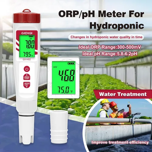 Miniatura 5 de Probador de agua de hidrógeno, medidor de ORP GIDIGI - Medidor digital de pH para probar agua potable, detector electrónico de temperatura de pH PPM