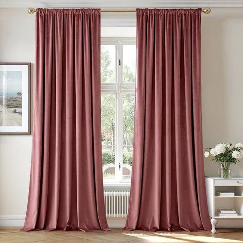 Miniatura 37 de MIULEE - Juego de 2 paneles de cortinas negro opacas y térmicas de terciopelo para la sala de estar y dormitorio, con bolsillo para cortinero, de 63