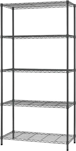FDW Unidad de estantería de alambre de 14" de profundidad × 36" de ancho × 72" de alto, estante de metal comercial con rack de 5 niveles ajustables