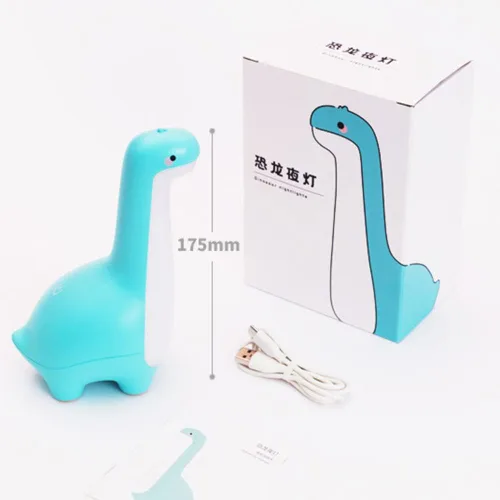 Miniatura 8 de Linda luz nocturna de dinosaurio, brillo ajustable, lámpara de noche de noche para bebé, recarga USB, decoración de habitación de bebé, luz nocturna