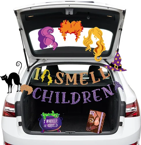Hocus Pocus, decoraciones de Halloween para tronco o golosinas, kit de decoración de automóvil Hocus Pocus, decoración de fiesta para automóvil SUV