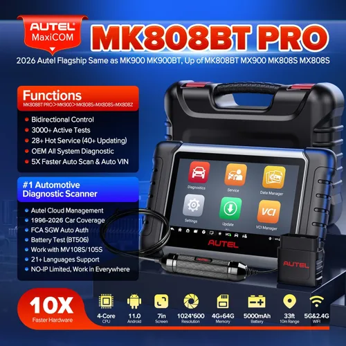 Miniatura 2 de Autel Escáner MaxiCOM MK808BT PRO: Actualización 2026 de MK808S MX808S MK808Z Herramienta de diagnóstico bidireccional, 2.0 BT Ver. de MK900 MX900