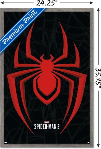 Miniatura 3 de Trends International Marvel's Spider-Man 2 - Póster de pared con icono de Miles Morales, 22.37 x 34.00 pulgadas, versión enmarcada de madera