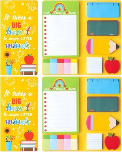 Miniatura 25 de Xqumoi Teaching is A Work of Heart - Juego de notas adhesivas de 550 hojas, lápiz en forma de manzana, blocs de notas autoadhesivas, notas