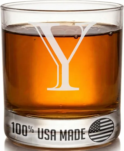 Miniatura 22 de Monograma grabado de cristal de whisky Rocks de 11 onzas (letra S), regalos de bourbon personalizados de la A-Z para hombres, día del padre, vidrio