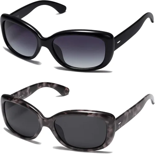 Miniatura 2 de SOJOS Gafas de sol cuadradas vintage para mujer con protección UV polarizada, marco Havana