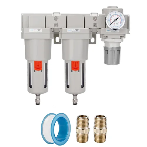 NANPU Sistema de secado de aire NPT de 1" - Filtros de aire dobles, combo de regulador de presión de aire - Drenaje semiautomático, cuenco de