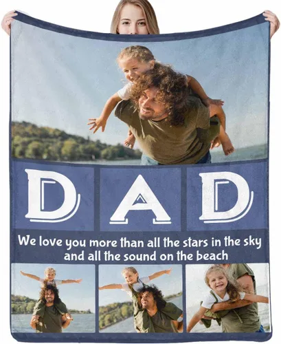 Miniatura 22 de Regalo para papá de hija manta personalizada con fotos, manta suave personalizada, regalo de cumpleaños para papá, manta del mejor papá del mundo
