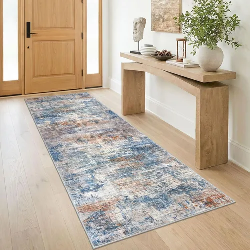 Miniatura 239 de IOHOUZE Alfombra pequeña abstracta de 2 x 3 pies, alfombra de entrada lavable para entrada interior, alfombras con respaldo de goma, alfombra gris