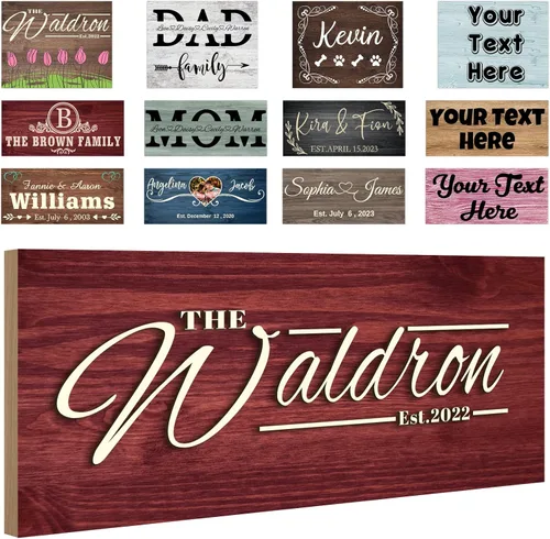 Miniatura 20 de Letreros personalizados de madera personalizados, decoración del hogar, regalos con texto, letreros de madera personalizados, tablero familiar