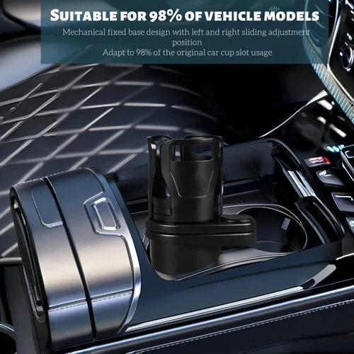 Miniatura 7 de Adaptador 2 en 1 para portavasos de automóvil, asiento delantero multifuncional, ajustable, portavasos y bebidas, compatible con ranuras circulares