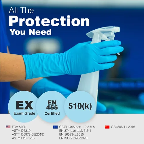 Miniatura 7 de Raxwell Disposable Nitrile Gloves - Heavy Duty Cleaning Gloves - Elbow-Length Dishwashing & Kitchen Use - Chemical Resistant