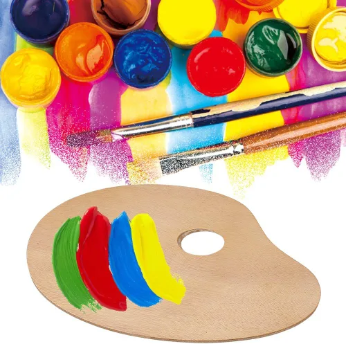 Miniatura 3 de Paleta de madera, paleta de pintura de madera ovalada de 8 x 12 pulgadas, bandeja de pintura acrílica al óleo, herramienta de pintura de madera