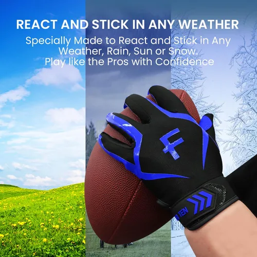 Miniatura 4 de FINGER TEN Guantes receptores de fútbol para hombre, ultra pegajosos y antideslizantes para un apoyo y protección superiores, agarre elegante