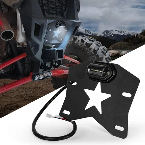Marco de soporte para matrícula ATV UTV con luz LED, universal para remolque, camión, RV, barco, carrito de golf, motos de nieve, SxS Ranger RZR,