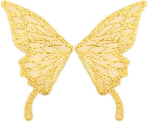 Miniatura 16 de 5 pares de alas de hada coser en parches de encaje de mariposa apliques de tul organza tela alas bordado cuello escote adornos bricolaje ropa Blanco