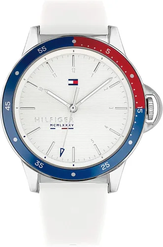 Tommy Hilfiger Reloj deportivo de cuarzo de acero inoxidable y correa para mujer Color blanco Modelo 1782029 Blanco Reloj de cuarzo