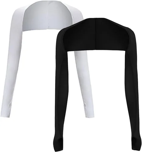 Miniatura 9 de Cool Shawl - Juego de 2 fundas de protección solar con agujeros para los dedos, protección UV, fundas para brazos para golf Negro