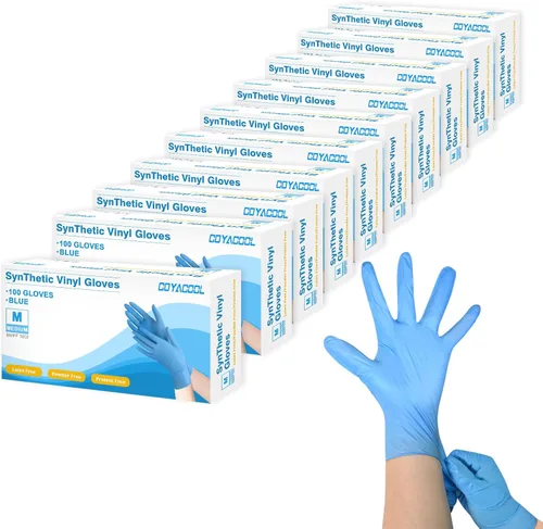 Miniatura 12 de Guantes desechables medianos, de mezcla de nitrilo y vinilo, sin látex, 100 unidades, guantes de grado alimenticio para limpieza, preparación de Azul