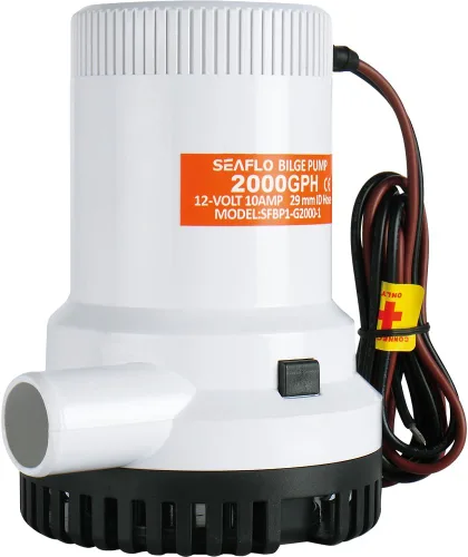 Miniatura 2 de Bomba de achique SEAFLO Serie 01 de 2000 GPH – 12V, salida de 1-1/8", bomba sumergible marina con protección anti-airlock, certificada CE y Rohs