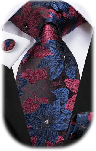Miniatura 10 de Dubulle Corbata tejida de cachemira para hombre y gemelos de pañuelo para hombre, conjunto de gemelos para boda formal y negocios