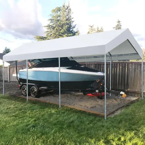 Miniatura 7 de Cubierta de Repuesto Mejorada para Toldo de Cochera para Carpa de Auto de 10' x 20' Cubierta Superior de Refugio de Garaje Lona con Cuerdas