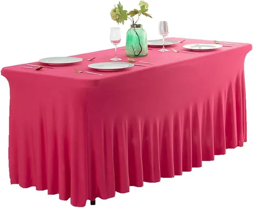 Miniatura 7 de Falda de mesa de poliéster ajustable de una pieza de elastano, mantel rectangular resistente a las arrugas para eventos de bodas, fiestas