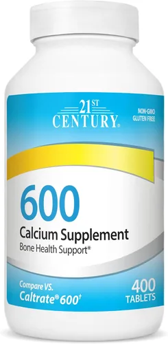 21st Century Suplemento de calcio, 600 mg, 400 unidades