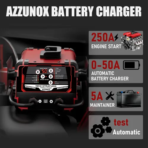 Miniatura 3 de Cargador de batería de coche de 12V 24V y arrancador de motor, mantenedor de batería automático de 0-50A, 250 amperios de arranque, arrancador