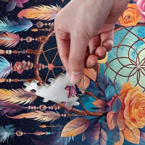 Miniatura 4 de Rompecabezas de flores atrapasueños para adultos de 1000 piezas, rompecabezas colorido con bolsa de almacenamiento de malla, rompecabezas educativos