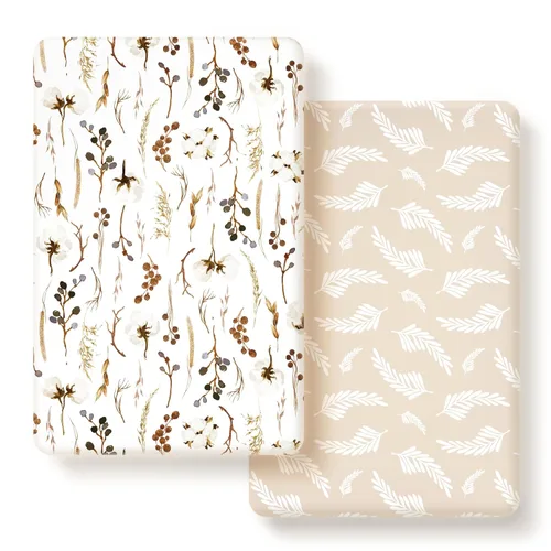 Miniatura 12 de GRSSDER Juego de 2 sábanas ajustadas de punto de jersey elástico ultra suave, paquete portátil y mini sábanas para niñas, elegante acuarela rosa