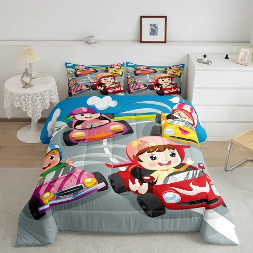Miniatura 28 de Juego de ropa de cama de hurón tamaño individual para niños, diseño de dibujos animados de hurones para niños, bonito edredón acolchado de animales