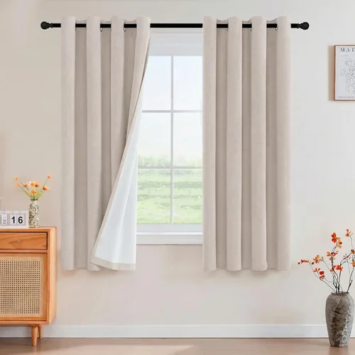 Miniatura 35 de Primitive - Cortinas opacas 100 % de lino texturizado natural para dormitorio, sala de estar, cortinas para ahorra energía, tela de arpillera