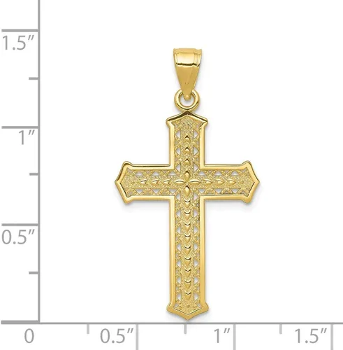 Miniatura 3 de Colgante de cruz de oro amarillo macizo de 10 quilates, 1.378 in x 0.748 in, regalos de joyería para mujeres, esposa, mamá, regalos para hombres