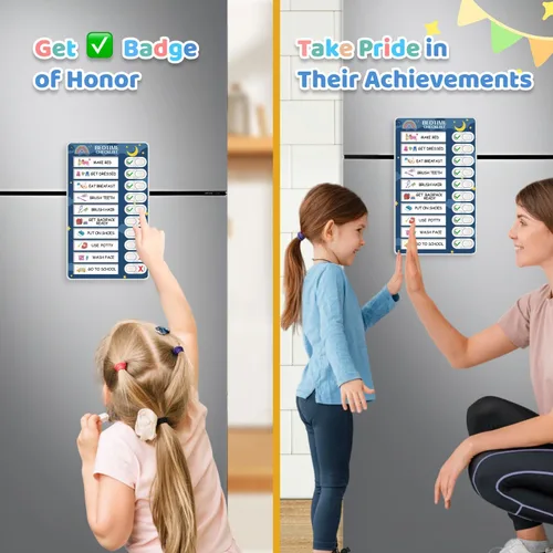 Miniatura 4 de Tabla de rutina de 3 en 1 para dormir/mañana/semana para niños, tabla de tareas magnética para niños pequeños, horario visual para niños, tabla