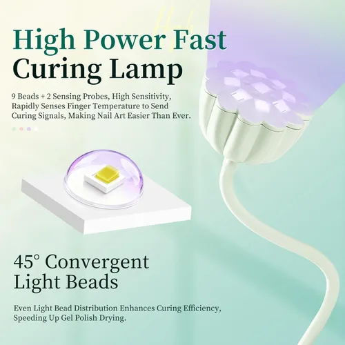Miniatura 3 de JODSONE Lámpara de uñas UV de curado rápido, lámpara de cuello de cisne portátil y flexible con diseño ajustable de 360°, secadora LED recargable