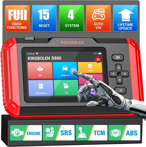 KINGBOLEN Escáner OBD2 S800 Escáner de coche, herramienta de escaneo de diagnóstico OBD2 con reinicio de 15, servicio de acelerador de freno de
