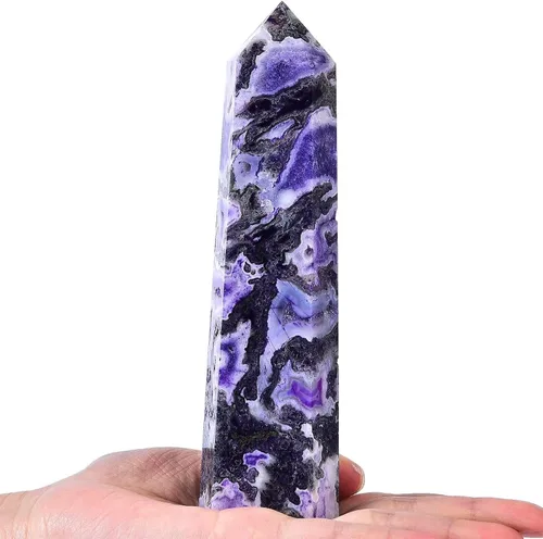 Miniatura 46 de AMOYSTONE Obelisco de Piedra de Sangre Africana Varita de Cristal Curativo Grande Torre Columna Facetada de 6 Lados Reiki Chakra Meditación Terapia