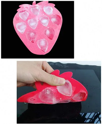 Miniatura 4 de Juego de 2 moldes de silicona para cubitos de hielo de fresa, juego de moldes de silicona para chocolate, dulces, pasteles, pasteles, jabón