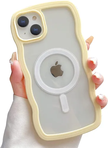Miniatura 23 de Yeddabox Magsafe - Funda compatible con iPhone 13, diseño de ondas, lindo marco de colores de caramelo con ondas de agua, a prueba de golpes